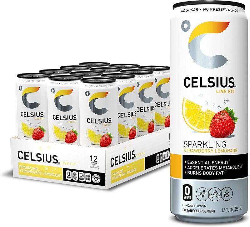 

Celsius Sparkling Strawberry Lemonade Essential Energy Drink, 12 x 12oz