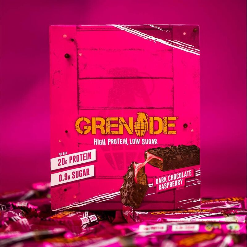 Grenade High Protein Low Sugar Bar Dark Chocolate Raspberry 60g Pack of 12