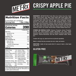 MET-Rx Big 100 Meal Replacement Protein Bar Crispy Apple Pie Pack of 9