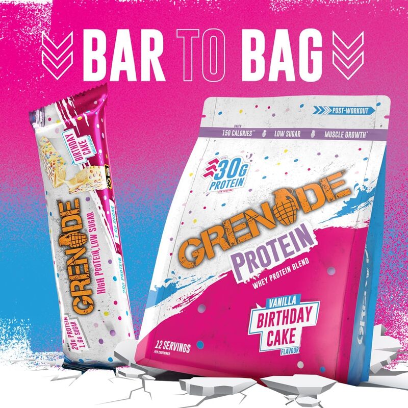 Grenade High Protein Low Sugar Bar Birthday Cake 60g Pack of 12