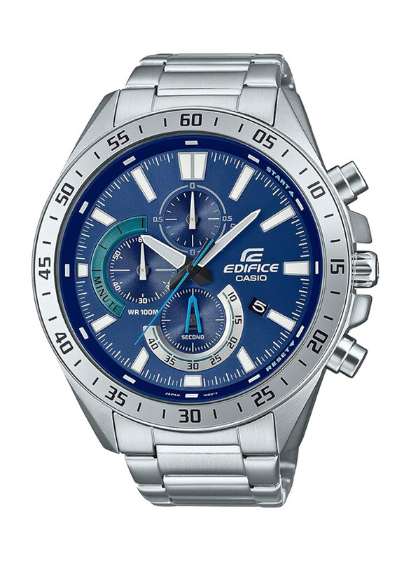 

Casio Analog Watch for Men with Stainless Steel Band, Water Resistant and Chronography, EFV-620D-2AVUDF-1, Silver-Blue