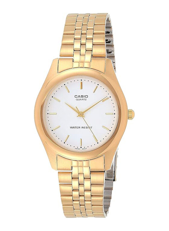 

Casio Analog Watch for Men with Stainless Steel Band, Water Resistant, MTP-1129N-7ARDF, Gold-White
