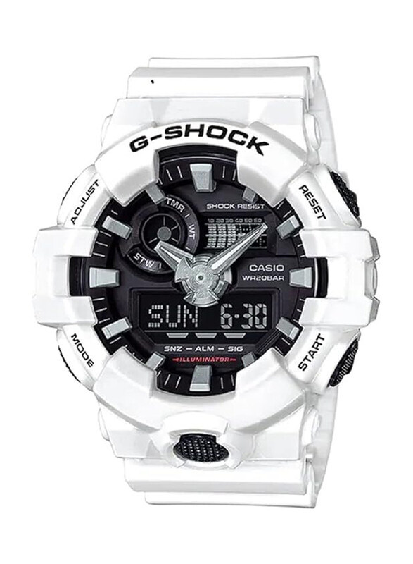 

Casio Analog + Digital Watch for Men with Synthetic Band, Water Resistant, GA-700-7ADR (G742), White-Black