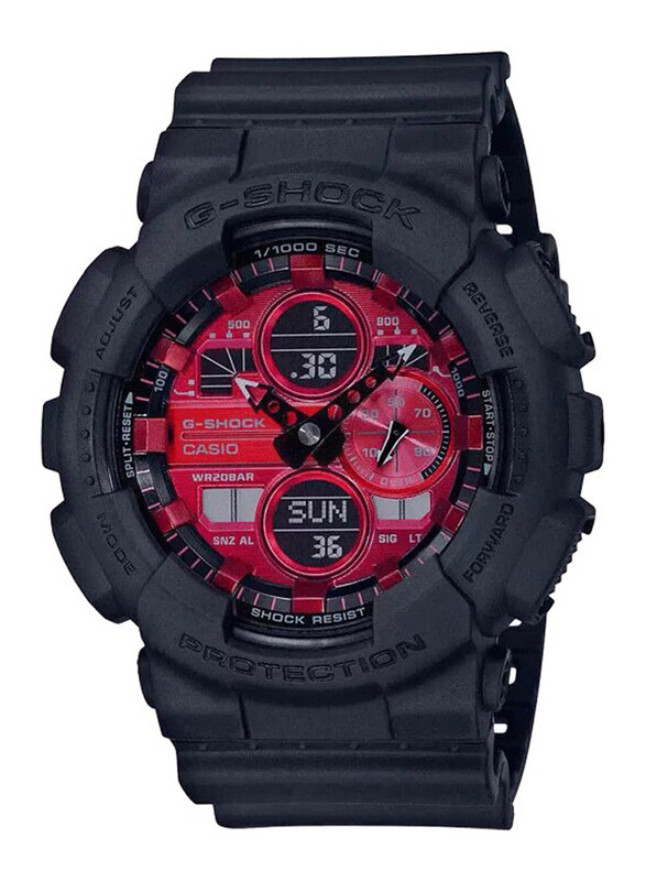 

Casio G-Shock Analog + Digital Watch for Men with Resin Band, Water Resistant, GA-140AR-1ADR (G1002), Black-Red