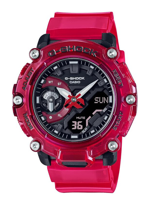 

Casio G-Shock Analog Watch for Men with Resin Band, Water Resistant, GA-2200SKL-4ADR, Red-Black