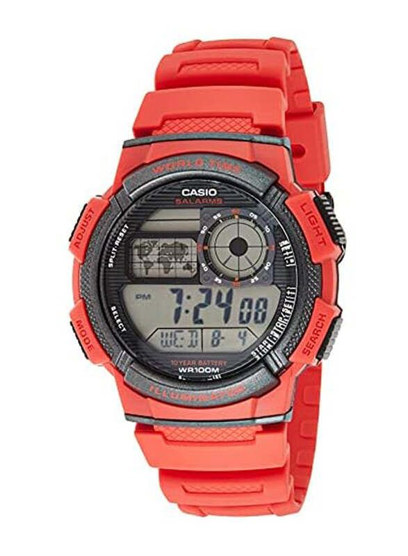 

Casio Youth Quartz Illuminator Digital Watch for Men with Resin Band, Water Resistant, AE-1000W-4AVDF, Grey-Orange