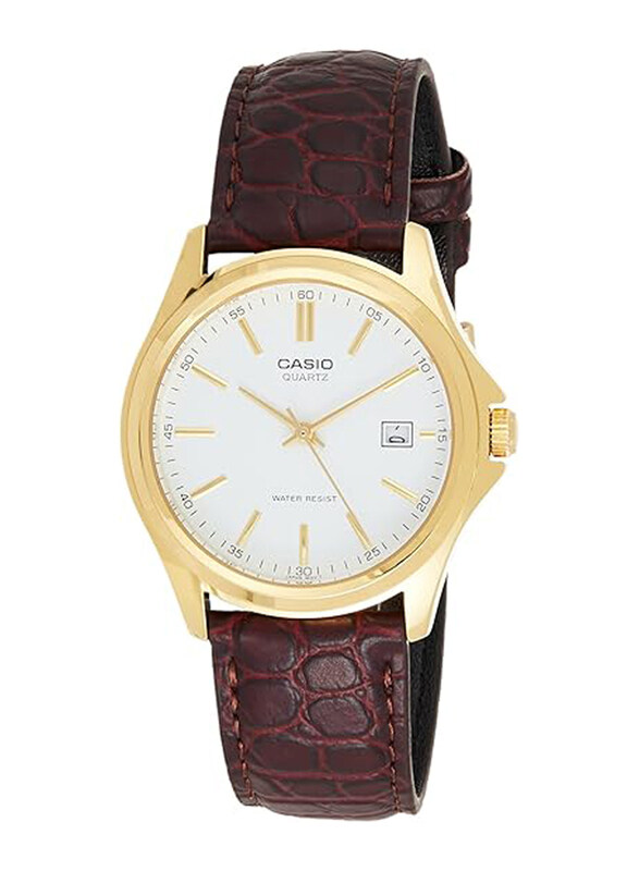 

Casio Analog Watch for Men with Leather Band, Water Resistant, MTP-1183Q-7A, Brown-White