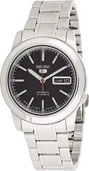 Seiko Automatic Analog Watch for Men with Stainless Steel Band, Water Resistant, SNKE53J1, Silver-Black