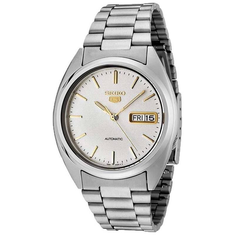 Seiko Analog Watch for Men with Stainless Steel Band, Water Resistant, SNXG47K1, Silver-White