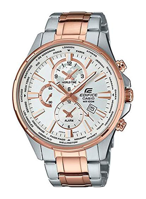 

Casio Analog Watch for Men with Stainless Steel Band, Water Resistant and Chronograph, EFR-304SG-7AV, Silver-White