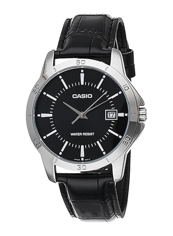 

Casio Analog Watch for Men with Leather Genuine Band, MTP-V004L-1AUDF, Black