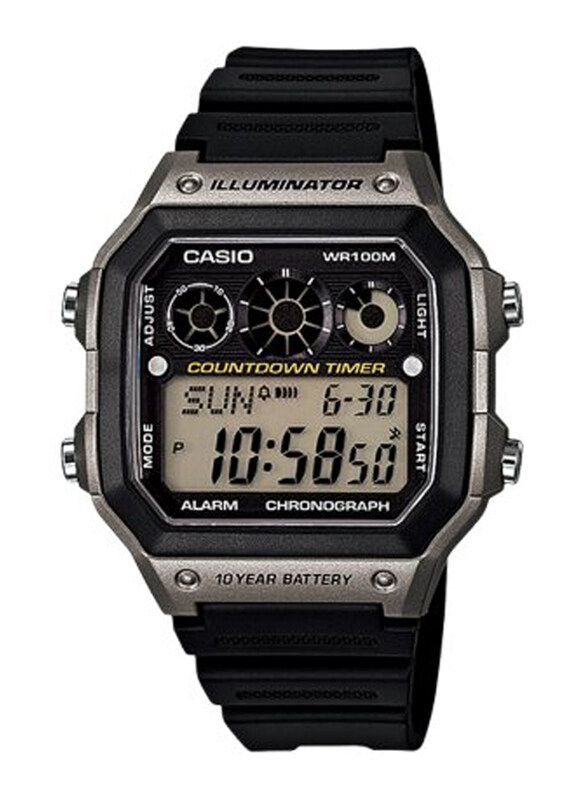 

Casio Digital Watch for Men with Resin Band, Water Resistant, AE-1300WH-1AV, Black