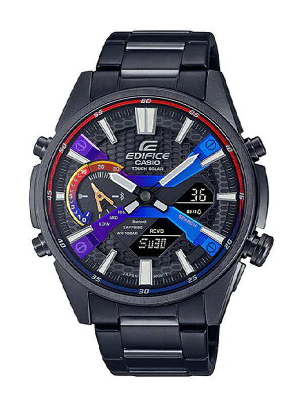 

Casio Analog Watch for Men with Stainless Steel Band, Water Resistant and Chronograph, ECB-S100HG-1ADF, Black