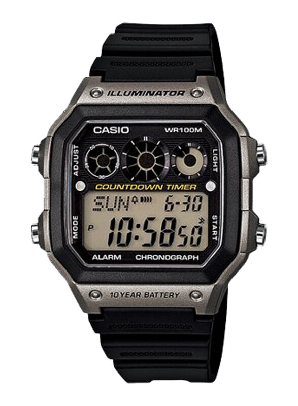 

Casio Digital Watch for Men with Resin Band, Water Resistant, AE-1300WH-8AV, Black-Grey