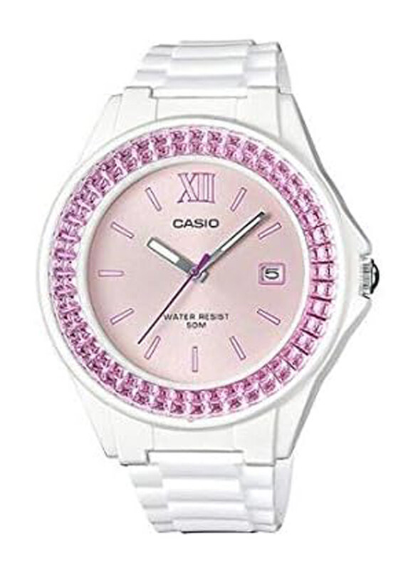 

Casio Analog Watch for Woman with Resin Band, Water Resistant, LX-500H-4EVDF, Pink-White