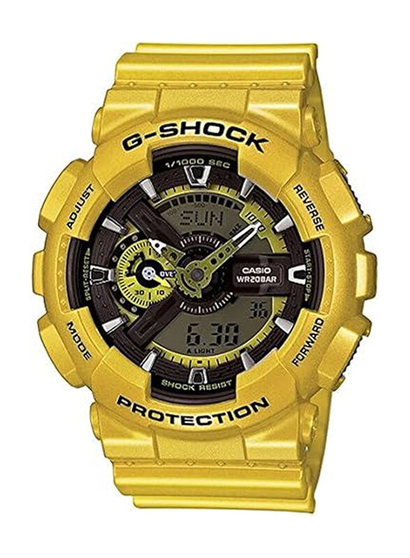 

Casio G-Shock Analog + Digital Sport Quartz Watch for Men with Resin Band, Water Resistant, GA-110NM-9ADR, Yellow/Black