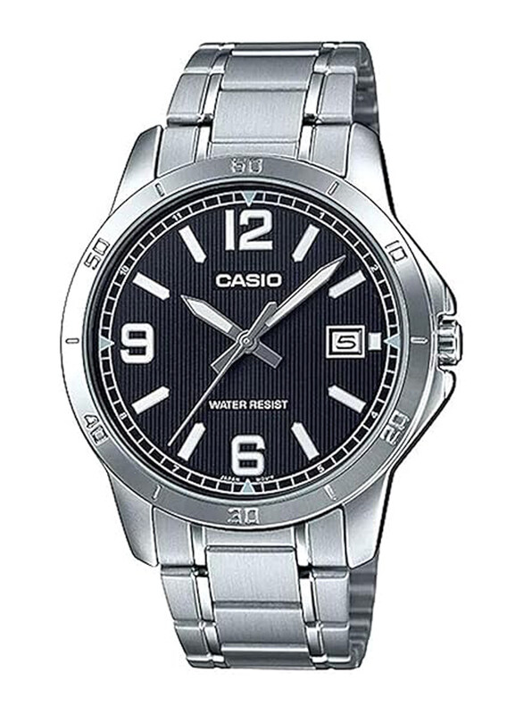 

Casio Analog Watch for Men with Stainless Steel Band, Water Resistant, MTP-V004D-1B2UDF, Silver-Black