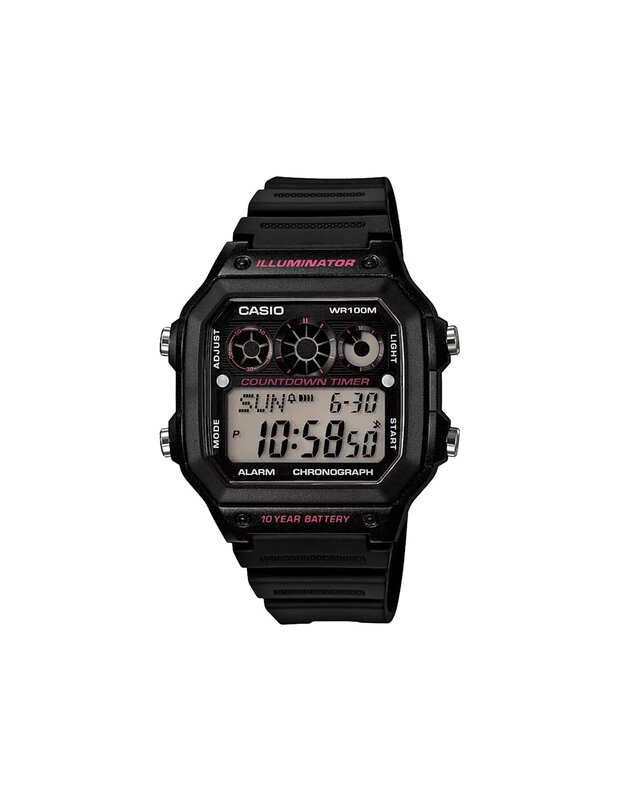 Casio Digital Watch for Men with Resin Band, Water Resistant and Chronograph, 1300WH-1A2VDF, Black