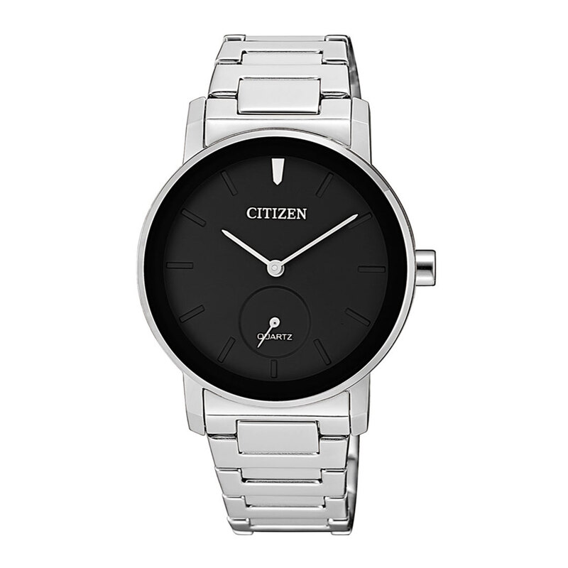 Citizen Analog Quartz Watch for Women with Stainless Steel Band, Water Resistant and Chronograph, EQ9060-53E, Silver-Dark Black