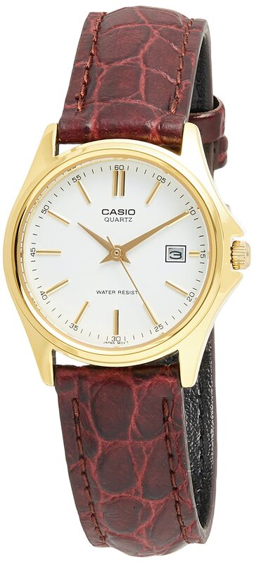Casio Analog Quartz General Watch for Men with Leather Band, Water Resistant, Mtp-1183Q-9Adf - Ww, Brown-White
