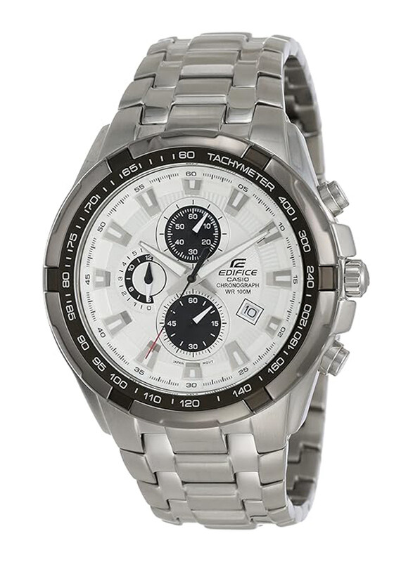 

Casio Edifice Analog Watch for Men with Stainless Steel Band, Water Resistant & Chronograph, EF-539D-7AV, Silver-White