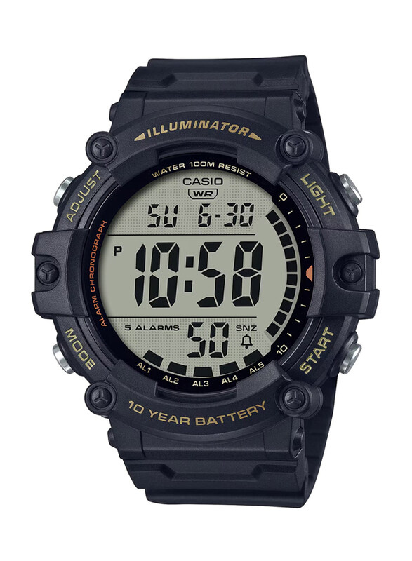 

Casio Digital Watch for Men with Resin Band, Water Resistant, E-1500WHX-1AVDF (D275), Black-Grey