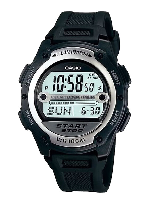 

Casio Digital Watch for Men with Plastic Band, Water Resistant, W-756-1AVDF, Black-Grey