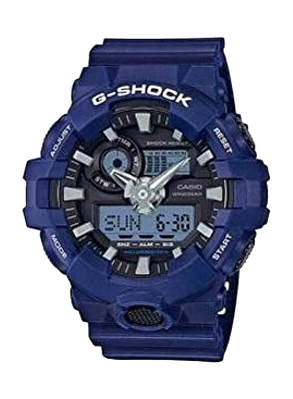 

Casio Analog + Digital Watch for Men with Plastic Band, Water Resistant, GA-700-2ADR, Blue