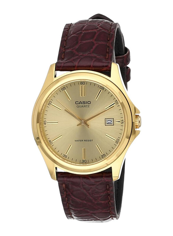 

Casio Analog Watch for Men with Leather Band, Water Resistant, EAW-MTP-1183Q-9A, Brown-Gold