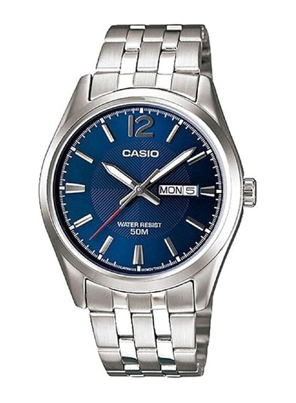 

Casio Analog Watch for Men with Stainless Steel Band, Water Resistant, MTP-1335D-2AV, Silver-Blue