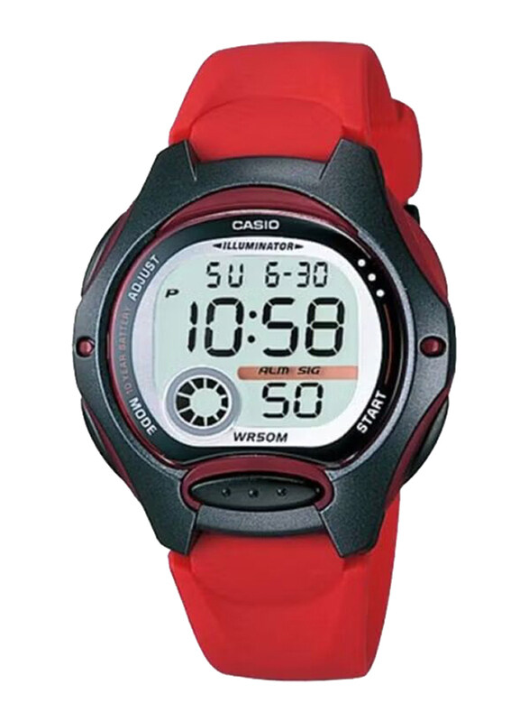 

Casio Digital Watch for Women with Resin Band, Water Resistant, LW-200-4A, Red-Black/Grey