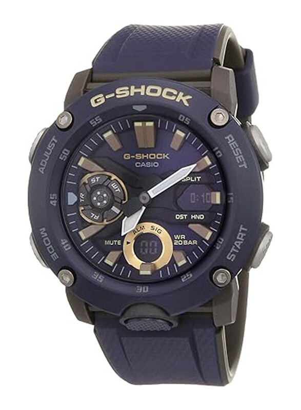 

Casio G-Shock Analog + Digital Watch for Men with Resin Band, Water Resistant, GA-2000-2ADR (G951), Blue