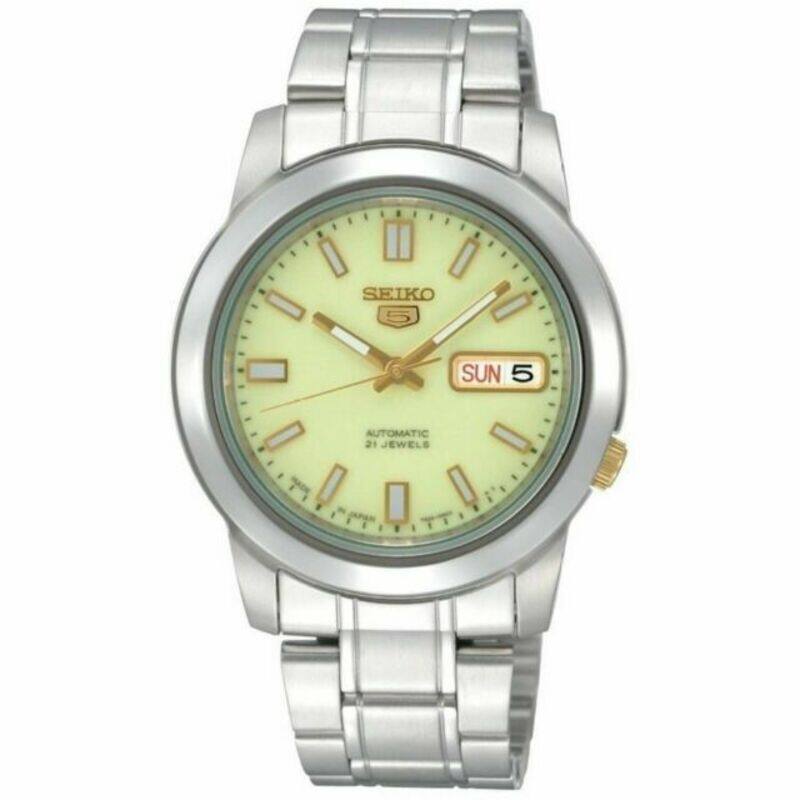 

Seiko Analog Automatic Watch for Men with Stainless Steel Band, Water Resistant, SNKK19J1, Silver-Green