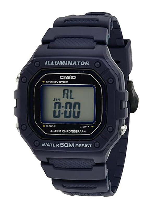 

Casio Illuminator Digital Watch for Men with Resin Band, Water Resistant, W-218H-2AVDF, Black-Grey