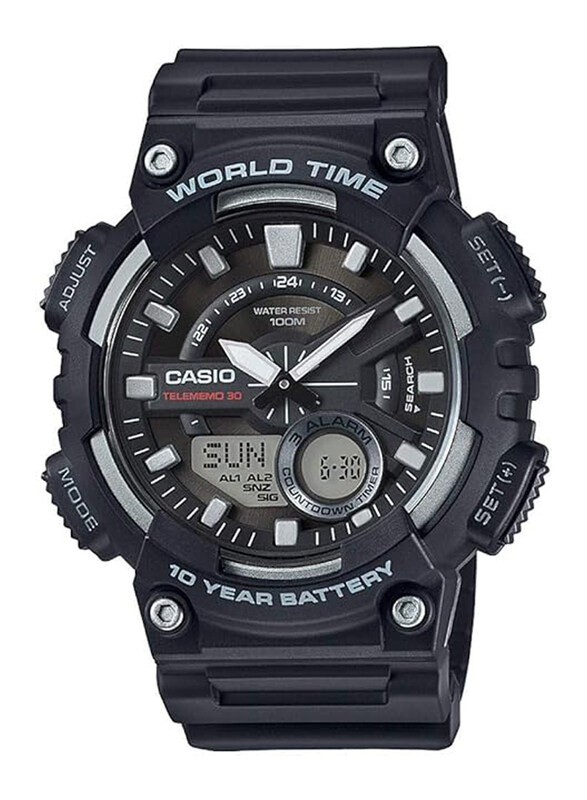 

Casio Analog + Digital Watch for Men with Resin Band, AEQ-110W-1AVEF, Black