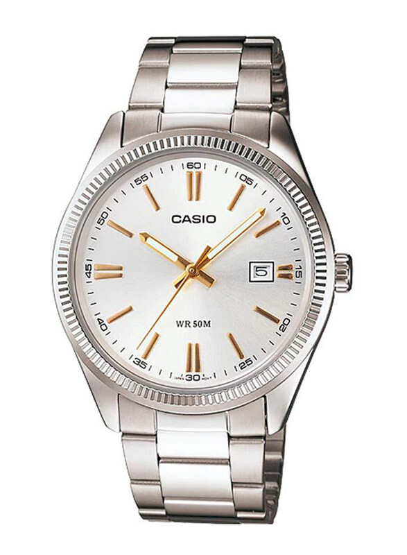 

Casio Enticer Analog Watch for Men with Stainless Steel Band, Water Resistant, MTP-1302D-7A2VDF, Silver-White