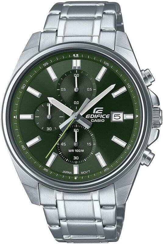 

Casio Edifice Men's Watch - EFV-610D-3CVUDF green Dial, Silver Band