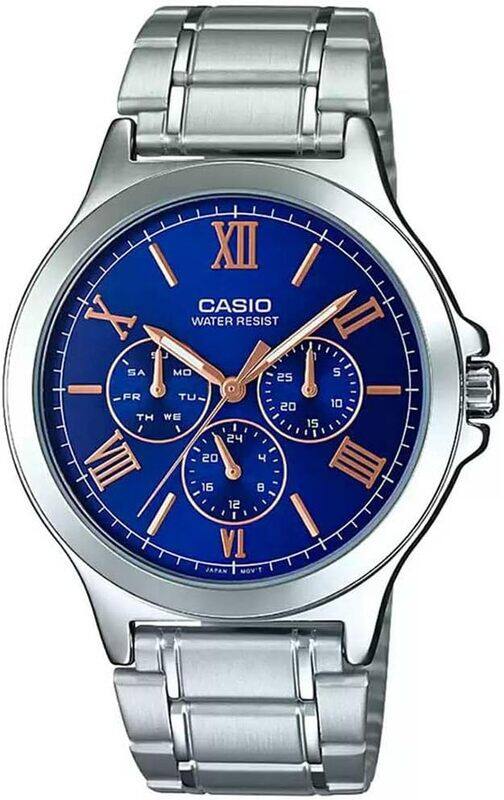 

Casio Men's Watch - MTP-V300D-2AUDF Blue Dial, Silver Band