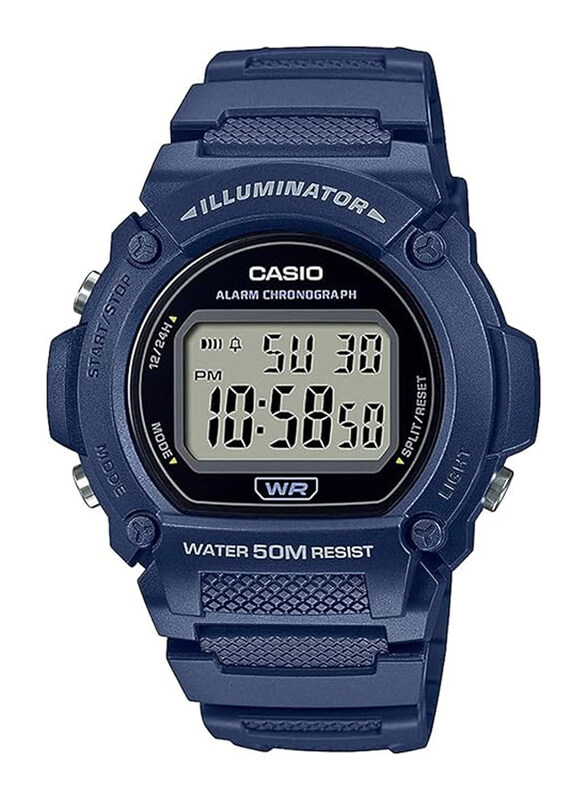 

Casio Men's Digital Watch for Men with Resin Band, Water Resistance, W-219H-2Avdf, Blue/Grey