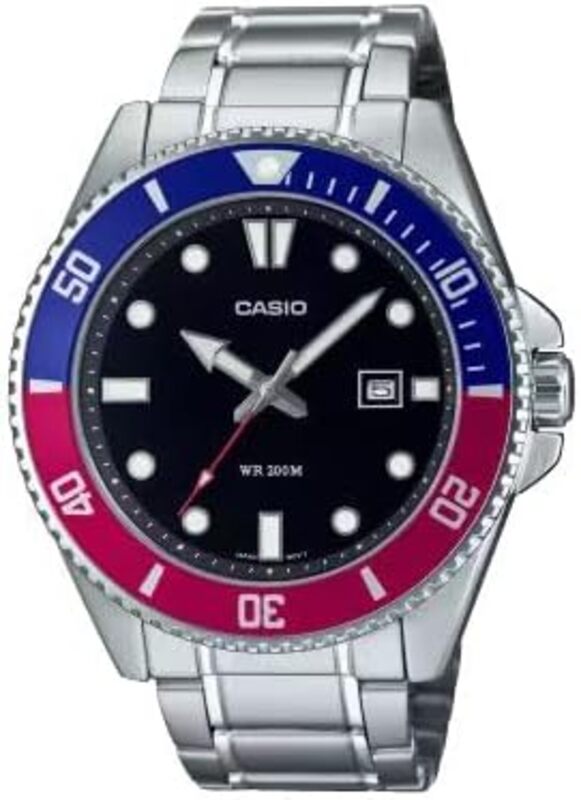 Casio Stainless Steel Aluminum MDV-107D-1A3VDF with luminescent marker, with minute track, Uni-directional