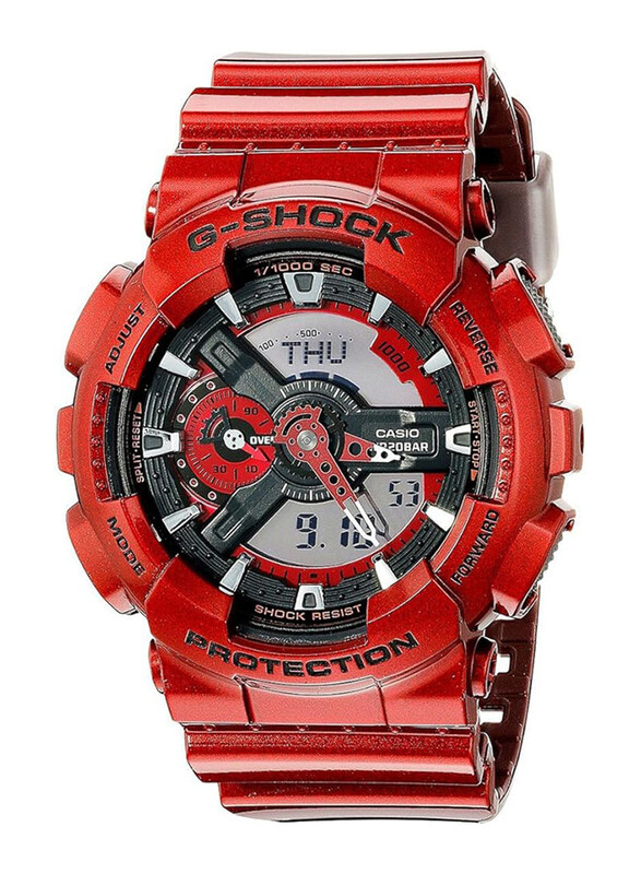 

Casio G-Shock Analog + Digital Watch for Men with Resin Band, Water Resistant, GA-110NM-4ADR, Red