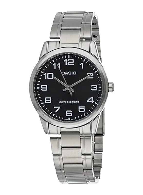 

Casio Analog Watch for Men with Stainless Steel Band, Water Resistant, MTP-V001D-1BUDF, Silver-Black