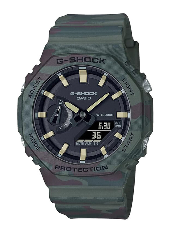 

Casio G-Shock Analog + Digital Watch for Men with Plastic Band, Water Resistant, GAE2100WE-3A, Camouflage-Black