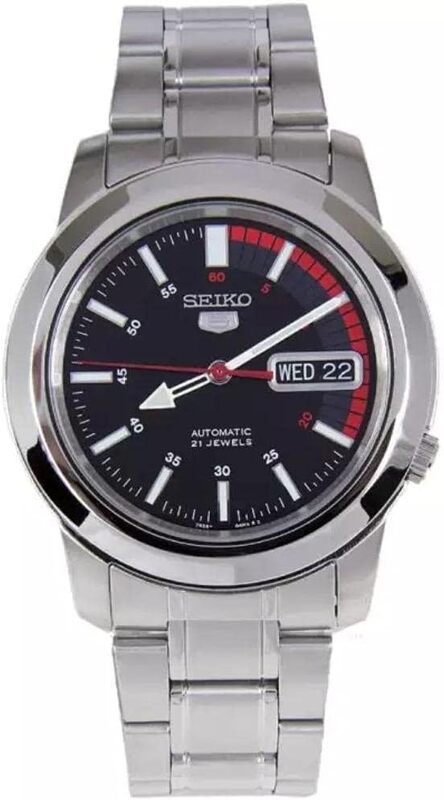 

Seiko 5 Men's Black Dial Stainless Steel Band Automatic Watch - SNKK31K1, casual