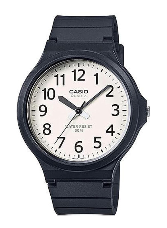 

Casio Analog Watch for Men with Resin Band, Water Resistant, MW-240-7BV, Black-White