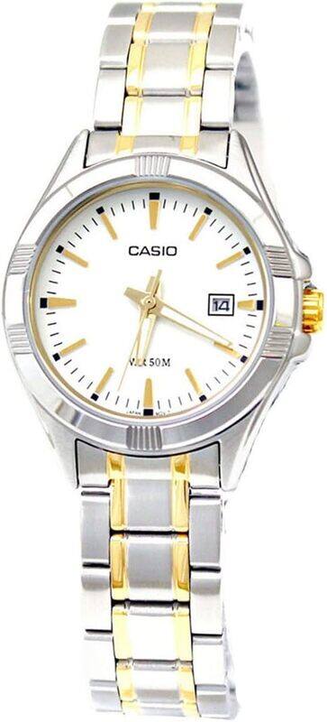 

Casio Women's LTP-1308SG-7AVDF Silver Stainless-Steel Quartz Watch with White Dial