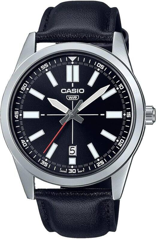 

Casio MTP-VD02L-1E Men's Dress Leather Band Black Dial 3-Hand Analog Watch