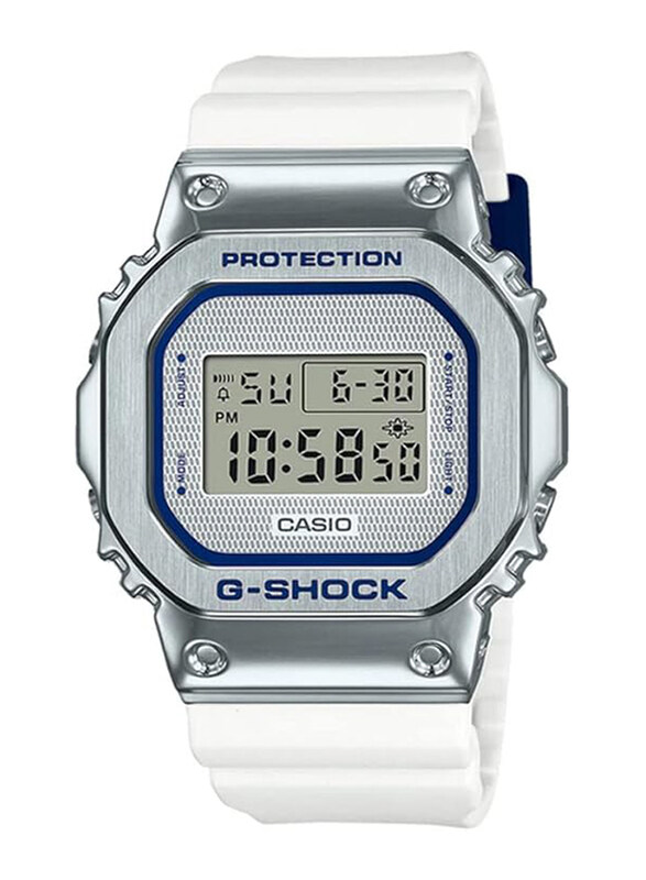 

Casio G-Shock Digital Watch for Men with Resin Band, Water Resistant, GM-5600LC-7DR, White-Silver