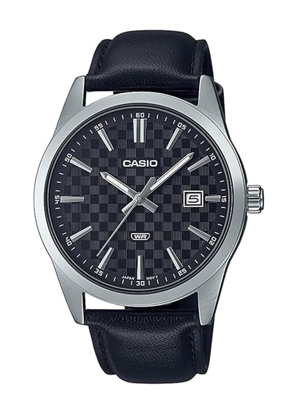 

Casio Analog Watch for Men with Leather Band, Water Resistant, MTP-VD03L-1AUDF, Black