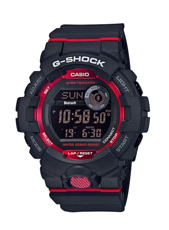 

Casio G-Shock Digital Watch for Men with Resin Band, Water Resistant, GBD-800-1DR (G882), Black-Red